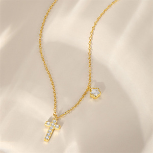 Collier CANNER en argent sterling S925 avec pendentif géométrique lune, opale, zircon, croix, fleur, bijoux de luxe simples et élégants - Product Image 3