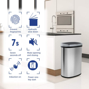 <span class=keywords><strong>Cubo</strong></span> <span class=keywords><strong>de</strong></span> <span class=keywords><strong>Basura</strong></span> Automático <span class=keywords><strong>de</strong></span> Acero Inoxidable Cepillado <span class=keywords><strong>de</strong></span> Alta Capacidad <span class=keywords><strong>de</strong></span> 13 Galones/<span class=keywords><strong>50</strong></span> <span class=keywords><strong>Litros</strong></span>, <span class=keywords><strong>Cubo</strong></span> <span class=keywords><strong>de</strong></span> <span class=keywords><strong>Basura</strong></span> con Sensor Sin Contacto - Product Image 2