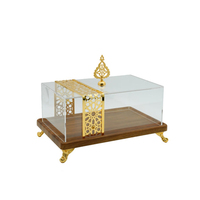 Arabische Kalligrafie-Box mit Goldakzenten Rechteckiges Holztablett Ramadan Acrylbox mit Deckel Arabische Kalligrafie-Präsentation