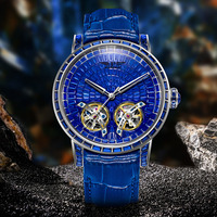 Pindu 6656 Authentische Herren Automatik-Mechanische Uhr Hohltourbillon Wasserdicht Kalender Luxusmarken-Armbanduhr