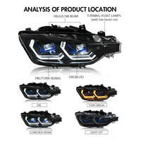 Conjunto de faros delanteros LED para BMW Serie 3 F30 F35 2013-2018, faros LED de alto brillo, luces diurnas de doble lente