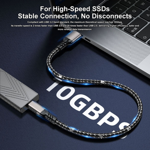 Câble de données USB-C vers USB 3.2 Gen2 de 1 m, 10 Gbit/s, avec charge rapide 5A QC3.0, gaine en nylon et blindage en feuille d'aluminium pour Note - Product Image 4