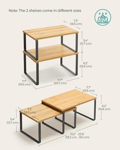 Set di 2 Mensole Organizzatrici <span class=keywords><strong>in</strong></span> <span class=keywords><strong>Legno</strong></span> con Ripiano <span class=keywords><strong>per</strong></span> <span class=keywords><strong>Cucina</strong></span>, Portaspezie e Organizzatore <span class=keywords><strong>per</strong></span> Abbigliamento - Product Image 3