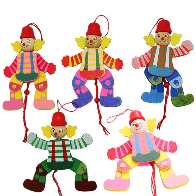 Cartoon Wooden Pull String Activity Doll
