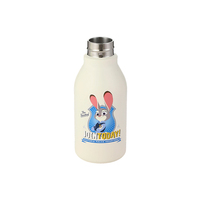 Bouteille d'eau isotherme pour enfants 420 ml avec couvercle en forme de vache 3D, double paroi en acier inoxydable, gourde sous vide, tête d'animal de dessin animé