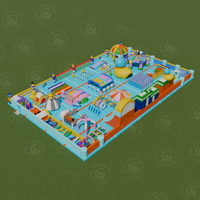 Parc d'attractions gonflable personnalisé, Fun City, avec plusieurs zones de jeux à thème, à vendre