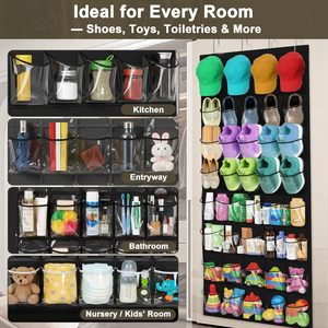 Over The Door Shoe Organizer 40 Pockets Clear PVC Hanging Storage For Closet Bathroom Multifunctional Foldable Lightweight - Product Image 4