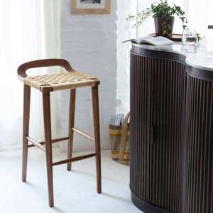 Luxury Industrial Brown Leather Bar <b>Stool</b> <b>with</b> Black Metal Frame and Comfortable Upholstered Seat for Modern <b>Kitchen</b> <b>Island</b> Home - Product Image 3
