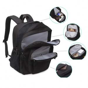 Custom Logo 26L Black School <b>Backpack</b> Waterproof College Travel Business <b>Backpack</b> Bag with <b>Multi</b> <b>Compartments</b> - Product Image 5