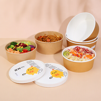 Bol en papier alimentaire anti-fuite, personnalisé, jetable, en papier kraft, pour soupe, fruits, nouilles, salades