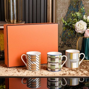 Modern Geometric Striped Bone China Coffee <b>Mug</b> Exquisite Porcelain Cup With Elegant Gift <b>Box</b> For Home Office Cafe Afternoon Tea - Product Image 1