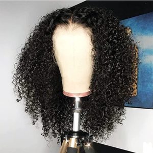 Perruques brésiliennes en cheveux vierges prêtes à être expédiées, bouclées afro crépues, pré-épilées, densité 180%, avec dentelle frontale complète 13x4, pour femmes noires - Product Image 1