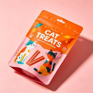 Sachets refermables personnalisés en aluminium imprimé avec fermeture éclair, pour pâtés humides et friandises pour chats - Product Image 2