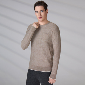 เสื้อสเวตเตอร์คอวี แขนยาว ผ้าคอตตอน 100% สำหรับผู้ชาย แต่งขอบตัดกันแบบพิเศษ เนื้อผ้านุ่ม สวมใส่สบาย มีกระเป๋า - Product Image 3