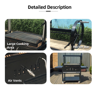 Barbecue au charbon de bois en acier inoxydable de style argentin avec chariot - Rôtissoire d'extérieur pour usage domestique