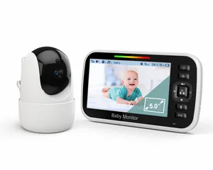 5英寸Ptz视频婴儿监视器，带数码变焦监控摄像头自动夜视双向对讲保姆安全保姆