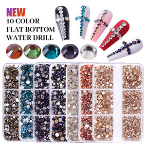 Kit de strass 3D en verre Lan Guang pour nail art, ensemble de cristaux ronds à dos plat, non thermocollants, breloques brillantes pour ongles - Product Image 2