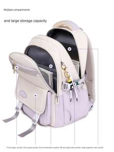 2025 nouvelle vente chaude à la mode multi-poches collège étudiant sac d'école grande capacité tendance unisexe Polyester voyage sac à dos - Product Image 2