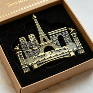 Aimants de réfrigérateur en métal sur le thème des monuments de Paris, design classique, durables, cadeau promotionnel, souvenir de voyage - Product Image 4