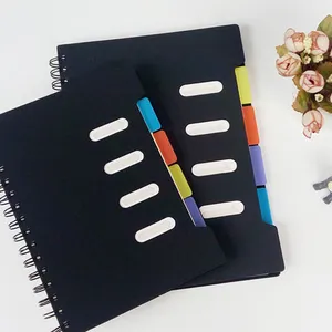 Kertas seni cetak kustom kedap air sampul keras buku harian Spiral Binding jurnal A4 A5 notebook dengan pemisah Tab indeks warna