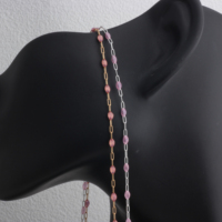 Chaîne trombone fantaisie en or 14K plaqué/argent S925 émaillé rose 3+1 pour accessoires de fabrication de bijoux permanents faits main DIY