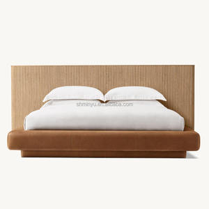 Высококачественный однотонный дубовый каркас кровати во французском стиле с кожаной основой, удлиненная панель для дома, спальни, квартиры - Product Image 2