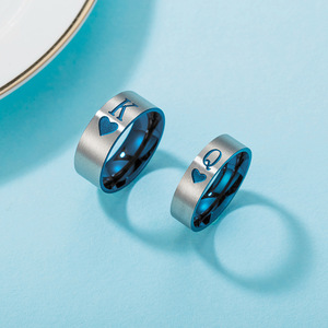 Popular yunnique style KING QUEEN <b>couple</b> titanium steel <b>rings</b>, geometric, unique, creative, and simple jewelry. - Product Image 4
