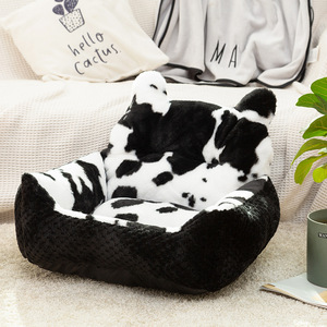 Washable Soft Comfortable Indoor Designer Luxury Cute Small Cow Pattern <b>Dog</b> <b>Sofa</b> Calming Donut Cat Pet <b>Dog</b> <b>Bed</b> - Product Image 3