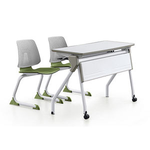 Ensemble de chaises et de bureaux scolaires modulaires commerciaux avec table pliante coulissante et mobile, durable et écologique, pour les séminaires scolaires et les études - Product Image 3