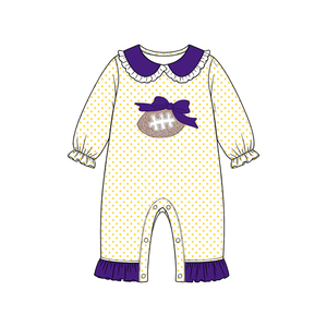 Combinaison pour bébés filles, motif à pois de football personnalisé, pour les jours de match et les fêtes, collection automne, Trendyism Boutique, en Spandex doux et Coton biologique laiteux - Product Image 5