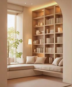 Vitrina minimalista de teca, estanterías rústicas, estantes de madera para libros, muebles industriales para el hogar moderno, oficina y muebles de biblioteca - Product Image 1