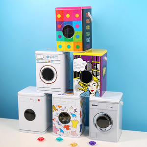 Laundry Detergent <b>Storage</b> <b>Box</b> With Lid Iron <b>Material</b> Foldable Desktop Organizer For Pods And Snacks Multiple Patterns White - Product Image 2