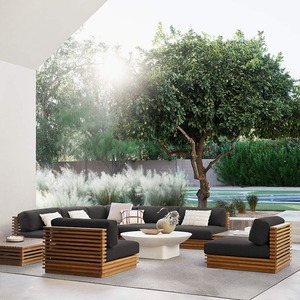 Mobilier d'<span class=keywords><strong>extérieur</strong></span> pour hôtel Ensemble de canapés sectionnels en teck Modules personnalisés Ensemble de canapés d'<span class=keywords><strong>extérieur</strong></span> pour hôtel en forme de L - Product Image 5