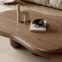 Nouvelle Table Basse Nuage Irrégulière en Bois Massif Marron, Design Créatif Européen pour Salon