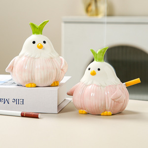 Ceramic Garlic Bird <b>Ashtray</b> Cartoon Design Desktop Decoration for Home Office - Product Image 1