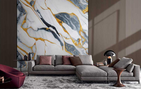 Panneau mural décoratif auto-adhésif effet marbre noir doré brillant et imperméable pour chambre à coucher
