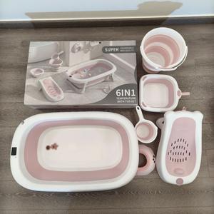Baignoire <span class=keywords><strong>nouveau</strong></span>-<span class=keywords><strong>né</strong></span> 6-en-1 ensemble baignoire pliable jouets <span class=keywords><strong>de</strong></span> bain thermomètre jeu d'<span class=keywords><strong>eau</strong></span> ensemble <span class=keywords><strong>de</strong></span> jouets boîte-cadeau - Product Image 2