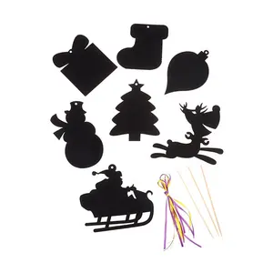 2020 מכירה לוהטת חג המולד עץ דקורטיבי צביעת נייר קסם ילדי של גירוד ציור כרטיס צעצוע