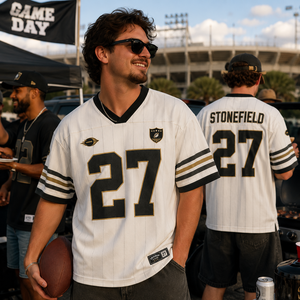 Oversized Breathable Printed Short Sleeve V Neck Football Jersey Streetwear Casual Sports Shirt Loose Fit Fan <b>Top</b> - Product Image 3