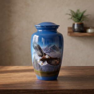Urna Funeraria Blue Eagle para Cenizas Humanas Adultas, Estilo Americano, Diseño Personalizable, Tamaño Grande - Product Image 2