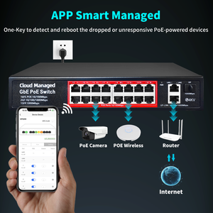 <span class=keywords><strong>Switch</strong></span> POE Gigabit HUOYI a <span class=keywords><strong>16</strong></span> Porte 48V Attivo IEEE802.3 AF/AT Gestito per Telecamere IP CCTV Disponibile - Product Image 6