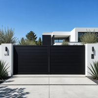 Portail battant en aluminium anti-corrosion pour extérieur, portail d'entrée moderne à lattes verticales pour villa résidentielle extérieure