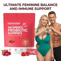 Gommes probiotiques pour femmes adultes 5 milliards d'UFC Extrait de canneberge pH Équilibre Supplément de beauté de soutien