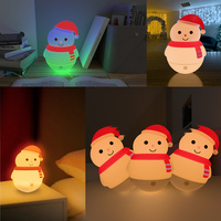 Lampe d'Ambiance LED RGB à Changement de Couleur en Silicone, Design Bonhomme de Neige Anime Mignon, Décoration de Chambre de Noël