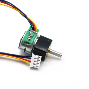 Motor Stepper presisi 2 fase kabel 4 kabel 100:1 12GB DC 5-12V dengan cangkang hitam