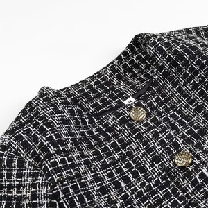 Nuova Giacca da <span class=keywords><strong>Donna</strong></span> Personalizzata con Colletto Rotondo, Cerniera, Pizzo, <span class=keywords><strong>Tweed</strong></span> a Coste, Tessuto Solido, Corta, Impermeabile - Product Image 3