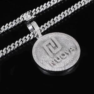 Custom Circle <b>Initial</b> Pendants 925 Silver GRA VVS Moissanite Round Alphabet Medallion Hip Hop Bling Pass Tester Jewelry Maker - Product Image 3