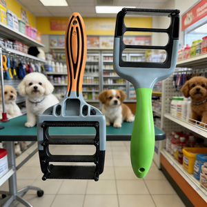 <span class=keywords><strong>Spazzola</strong></span> per toelettatura animali domestici, <span class=keywords><strong>autopulente</strong></span>, per cani e gatti, con manico in acciaio e setole in nylon, per la rimozione del pelo in eccesso e del sottopelo. - Product Image 1