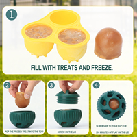 Balle à Mâcher Distributrice de Friandises en Silicone Alimentaire, avec Moule de Congélation et Ventouse, Jouet Interactif pour Chien Distributeur Lent