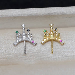 Colgante de Plata S925 con Forma de Castillo y Perlas Sueltas de 10-12 mm, Accesorios para Manualidades, Bandeja Vacía, Producto Semiterminado 3999 - Product Image 3